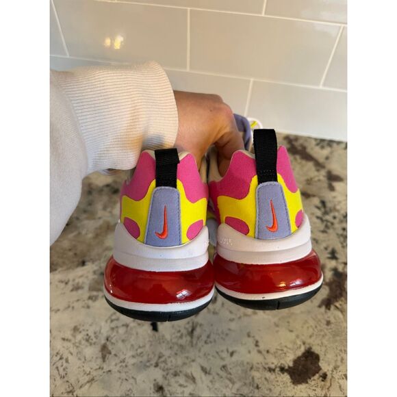 Nike Air Max 270 React Sneakers White Pink Yellow Black, Women’s Size 9 - Picture 8 of 12
